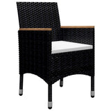 9 Piece Garden Dining Set Poly Rattan and Solid Wood Black 3095899