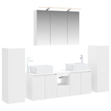 Bathroom Furniture Set 6 pcs White Engineered Wood and Glass 3407159
