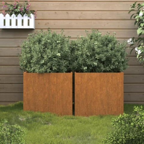 ZNTS Planters 2 pcs 32x30x29 cm Corten Steel 821548