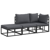 Garden Sofa Set with Cushion 3 pcs Black Aluminium 3378950