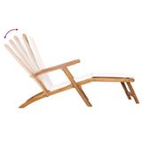 Folding Deck Chair with Cushion White Solid Teak Wood 42030522