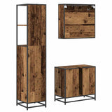 Bathroom Furniture Set with Door 3 pcs Old Wood Engineered Wood 3402326