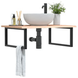 Basin Shelf Wall Mounted Steel and Solid Wood Oak 3302633