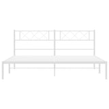 Metal Bed Frame without Mattress with Headboard White 200x200cm 372333