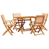 ZNTS 5 Piece Garden Dining Set Beige Fabric and Solid Wood 3281703