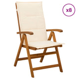 Reclining Garden Chairs 8 pcs Natural Solid Acacia Wood 3434476