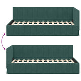 Corner Bed Frame Dark Green 90 cm x 200 cm Velvet 42016309