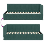 Corner Bed Frame with Headboard Dark green 100 x 200 cm Velvet 42016319