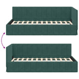 Corner Bed Frame with Headboard Dark green 100 x 200 cm Velvet 42016319