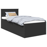 Bed Frame with Headboard Black 90 x 200 cm Engineered Wood 3408621