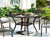 90 cm Garden Dining Table 4-5 cm Parasol Hole, Round Outdoor Dining Table, Steel Garden Table T3398P328065