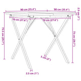 ZNTS Dining Table X-Frame 90x90x75.5 cm Solid Wood Pine and Steel 3282762