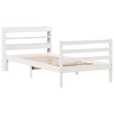 Bed Frame with Headboard without Mattress White 75x190 cm Small Single 3306630