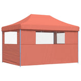 ZNTS Foldable Party Tent Pop-Up with 3 Sidewalls Terracotta 4005021