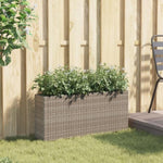 ZNTS Garden Planter with 2 Pots Grey 90x20x40 cm Poly Rattan 366409