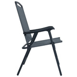 Chair Set of 2 Grey Textilene Medium Foldable Chair 47922