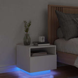 Bedside Cabinet Cool White Engineered Wood Compact 836798