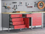 Work Cabinet with Drawer 3 pcs Red and Grey 150 x 55 x 85 cm 3321373
