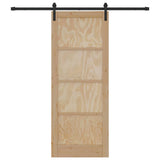 Sliding Door Natural and Black 83 x 211 cm Solid Pine Wood 3333198