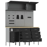 Work Cabinet Set with Drawer with Storage Manual 8 pcs Black 3321450