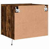 Wall-mounted Bedside Cabinet with LED Lights Smoked Oak 836820