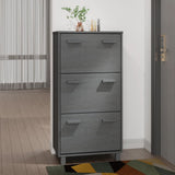 Shoe Cabinet HAMAR Dark Grey 59.5x35x117 cm Solid Wood Pine 340514