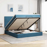 Ottoman Bed with Mattresses Dark Blue 180x200cm Velvet 3313419