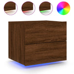 ZNTS Wall-mounted Bedside Cabinet with LED Lights Brown Oak 836824