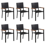 Dining Set Black Solid acacia wood, PE rattan, Powder-coated steel 3067809