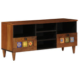 TV Cabinet with Drawer Walnut 100 x 33 x 46 cm Solid Mango Wood 4018242