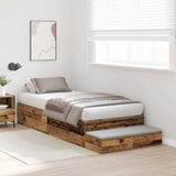 Storage Bed Frame with Drawer Old Wood 80 cm Engineered Wood 3335603