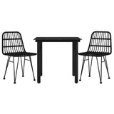 3 Piece Garden Dining Set Black Poly Rattan 3157894