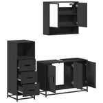 ZNTS 3 Piece Bathroom Furniture Set Black Engineered Wood 3301040