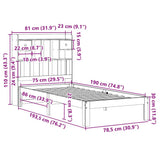 Bookcase Bed without Mattress White 75x190cm Solid Wood Pine 3322586