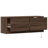 TV Wall Cabinet with LED Lights Brown Oak 100x31x35 cm 852368