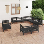 ZNTS 11 Piece Garden Lounge Set Solid Wood Pine Black 3083218