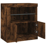 Sideboard with LED Lights Smoked Oak 60,5x37x67 cm 836620