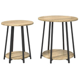 Side Table Set with Shelf 2 pcs Sonoma Oak and Black 869703