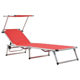 Sun Lounger Red Aluminium Standard Collapsible 312459