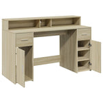 Desk with LED Lights Sonoma Oak 140x55x91 cm Engineered Wood 3309422