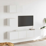 4 Piece TV Cabinet Set White Engineered Wood 3114638