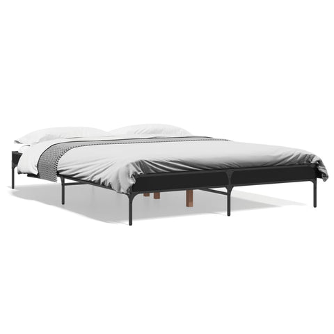 ZNTS Bed Frame Black 140x200 cm Engineered Wood and Metal 845016