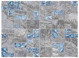 Mosaic Tile 22 pcs Grey and Blue 50 x 50 cm Glass 42046764