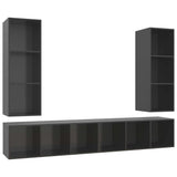 Wall-mounted TV Cabinets 4 pcs High Gloss Grey Engineered Wood 3079888