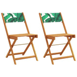 Bistro Chairs 2 pcs Leaf Pattern Solid Wood Acacia and Fabric 367685