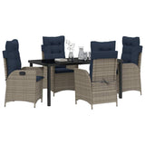 Garden Dining Set with Cushion 5 pcs Grey and Black Rattan 3380578