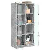 Highboard with Doors Concrete Grey 68x37x142 cm Engineered Wood 3295860