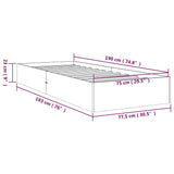 Bed Frame without Mattress Grey Solid Wood 75x190 cm Small Single Small Single 820064