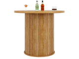 Round bar table with storage, 91.6cm high standing table with cabinet, MDF wood look, load capacity N639P442895D