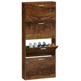 Shoe Cabinet Smoked Oak 59x17x150 cm Engineered Wood 342523
